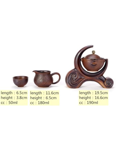 8 Pcs / Set Retro Ceramic Lazy Man Tea Set Portable Semi-automatic Tea Infuser Oolong Tea Cups Household Filters Porcelain Teaware-D