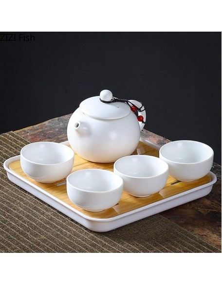 Tea Set China Travel Kung Fu Tea Set Ceramic Portable Tea Cup Porcelain Covered Bowl Tea Cup Tea Ceremony Teapot Tea Gift Sets