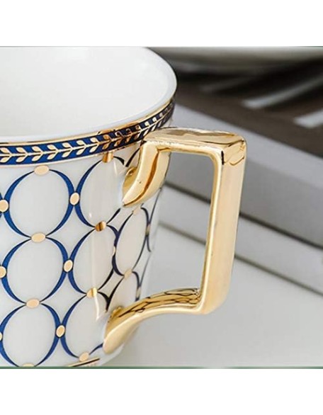 Ceramic Tea Set Pot Kettle Heat Resistant Infuser Coffee Cups Mugs Gold Handle