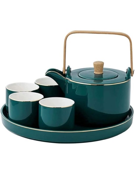 Ceramic Tea Set,Portable Travel Tea Set with Teapot,Teacups,Tea Canister,Tea Tray and Travel Bag,Suitable for Travel, Home,Outdoor and Office