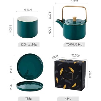Ceramic Tea Set,Portable Travel Tea Set with Teapot,Teacups,Tea Canister,Tea Tray and Travel Bag,Suitable for Travel, Home,Outdoor and Office