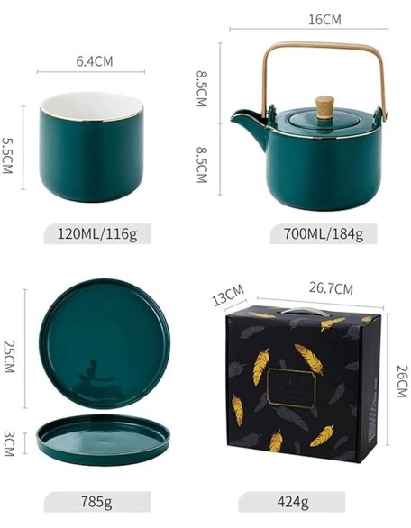 Ceramic Tea Set,Portable Travel Tea Set with Teapot,Teacups,Tea Canister,Tea Tray and Travel Bag,Suitable for Travel, Home,Outdoor and Office