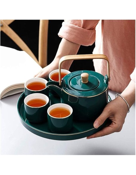 Ceramic Tea Set,Portable Travel Tea Set with Teapot,Teacups,Tea Canister,Tea Tray and Travel Bag,Suitable for Travel, Home,Outdoor and Office