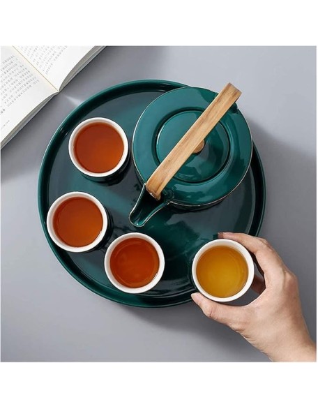 Ceramic Tea Set,Portable Travel Tea Set with Teapot,Teacups,Tea Canister,Tea Tray and Travel Bag,Suitable for Travel, Home,Outdoor and Office