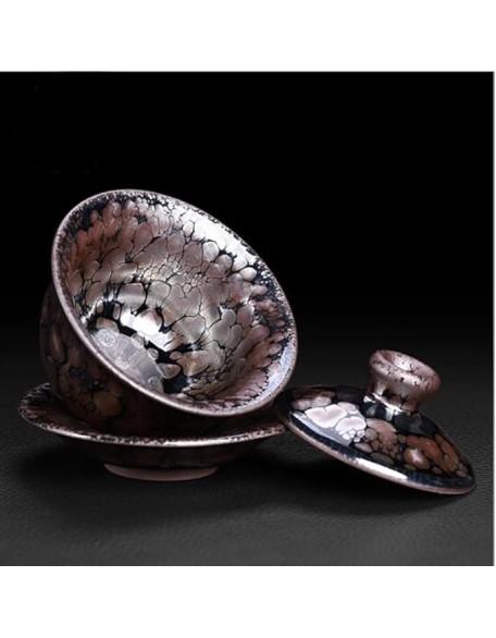 170ml Jian Zhan Chinese Gaiwan Great Glaze Teaset Elegant China Tea Cup Teaware Tureen Lid Bowl