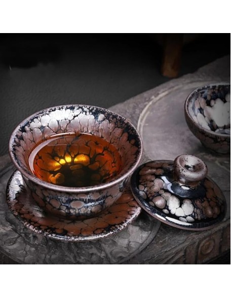 170ml Jian Zhan Chinese Gaiwan Great Glaze Teaset Elegant China Tea Cup Teaware Tureen Lid Bowl