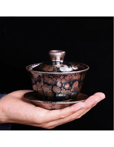 170ml Jian Zhan Chinese Gaiwan Great Glaze Teaset Elegant China Tea Cup Teaware Tureen Lid Bowl