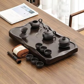 Ceramic Tea Set with Tea Tray and Small Tea Tools, Porcelain Tea Service, Home Ceramic Teapot Tea Cup Living Room Office Tea Tray for Tea Lover (Color : /Brown, Size : A)