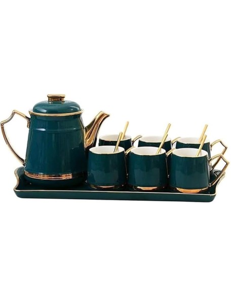 European Ceramic Tea Set Coffee Cup Set Nordic Ceramic Tea Cup Set Tea Cup and Spoon Teapot Tray Tea Cups Coffee Cup Set Tea Pot Set ()
