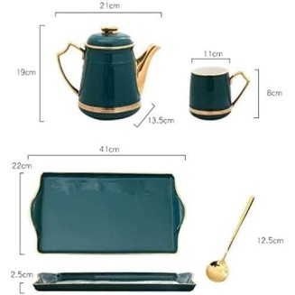 European Ceramic Tea Set Coffee Cup Set Nordic Ceramic Tea Cup Set Tea Cup and Spoon Teapot Tray Tea Cups Coffee Cup Set Tea Pot Set ()