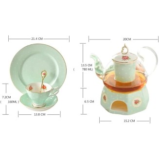 9 Piece Ceramics Tea Set American Pastoral Flower Coffee Set Afternoon Teacup and Saucer Set Gift Coffee Cup Tea Cups Coffee Cup Set Tea Pot Set (OneColor 9pcs)
