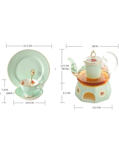 9 Piece Ceramics Tea Set American Pastoral Flower Coffee Set Afternoon Teacup and Saucer Set Gift Coffee Cup Tea Cups Coffee Cup Set Tea Pot Set (OneColor 9pcs)