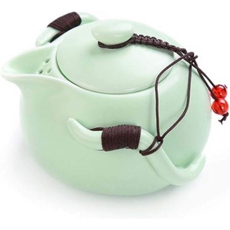 Chinese Kung Fu Tea Set Home Office Business Portable Travel Handmade Ceramic Teapot Teacups Bamboo Tea Tray Set