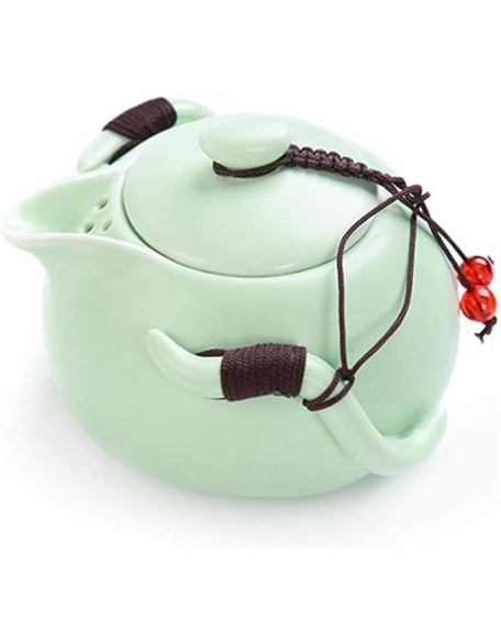 Chinese Kung Fu Tea Set Home Office Business Portable Travel Handmade Ceramic Teapot Teacups Bamboo Tea Tray Set