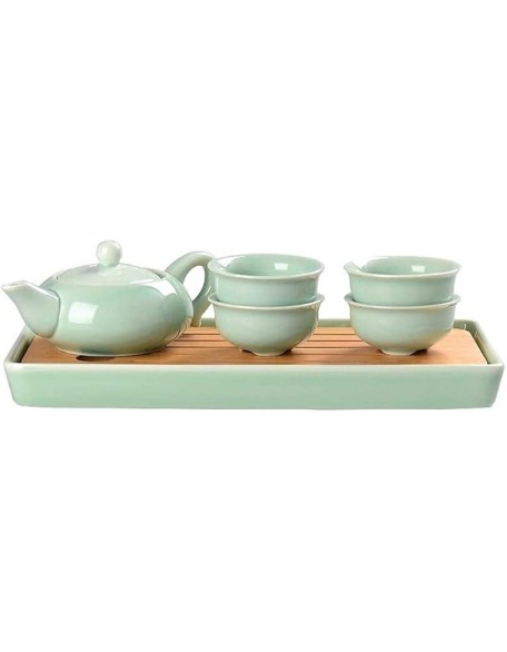 Kungfu Tea Set, Portable Travel Tea Set, Simple 8 Piece Tea Set Anaglyph Fish Cup Portable Travel Tea Maker Ceramic Teapot Teacup Wooden Tray Set for 4 Persons, Housewarming Feast Gift