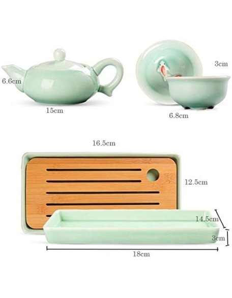 Kungfu Tea Set, Portable Travel Tea Set, Simple 8 Piece Tea Set Anaglyph Fish Cup Portable Travel Tea Maker Ceramic Teapot Teacup Wooden Tray Set for 4 Persons, Housewarming Feast Gift