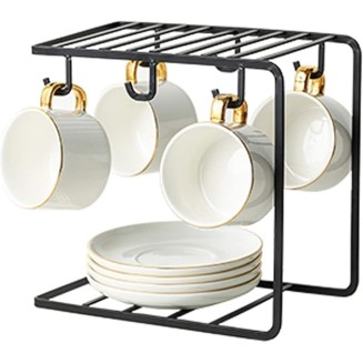 Tea Cups and Saucer Sets Coffee Cups Spoon Porcelain Tea Set Metal Mug Holder Tea Maker Set Multiple Specifications and Colors Can be Selected Chinese Kung Fu Tea Set (Colo (Gold Set of 4)