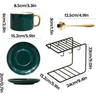 Tea Cups and Saucer Sets Coffee Cups Spoon Porcelain Tea Set Metal Mug Holder Tea Maker Set Multiple Specifications and Colors Can be Selected Chinese Kung Fu Tea Set (Colo (Gold Set of 4)