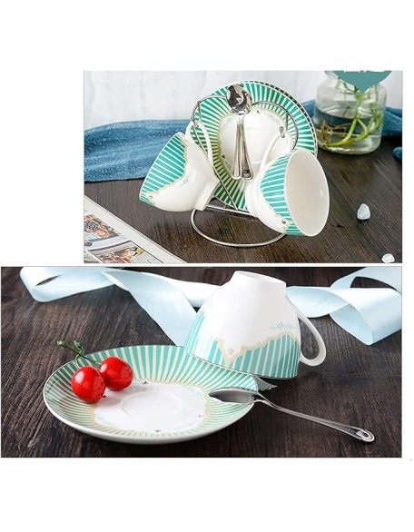 Coffee Mug British Coffee Mug Afternoon Tea Cup Gold-rimmed Simple Tea Set European Court Coffee Cup Saucer Spoon 2-piece Set (I) (B)