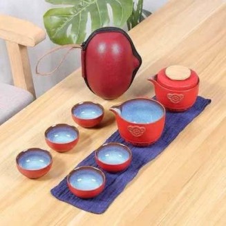 Porcelain Chinese Tea Set, Ceramic Portable Travel Tea Set Teaware Porcelain Chinese Tea Set Gaiwan Tea Cups of Tea Ceremony Portable All in One Teapot Set Teaware Sets (A) Tea Set (B)