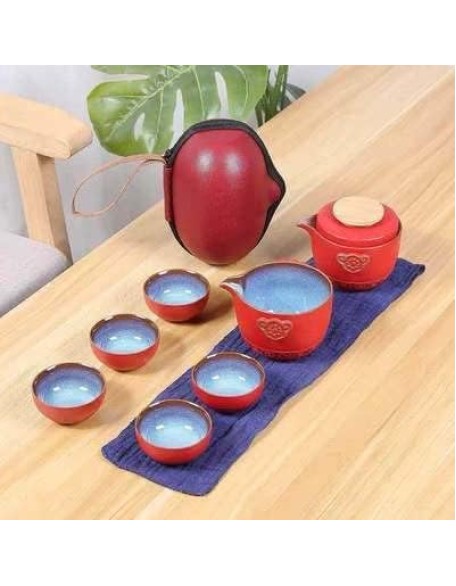Porcelain Chinese Tea Set, Ceramic Portable Travel Tea Set Teaware Porcelain Chinese Tea Set Gaiwan Tea Cups of Tea Ceremony Portable All in One Teapot Set Teaware Sets (A) Tea Set (B)