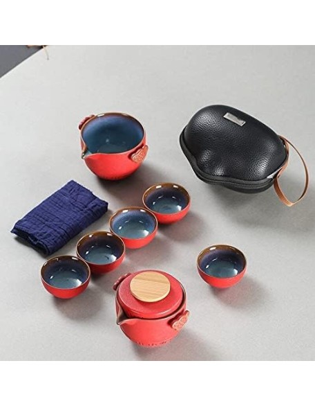 Porcelain Chinese Tea Set, Ceramic Portable Travel Tea Set Teaware Porcelain Chinese Tea Set Gaiwan Tea Cups of Tea Ceremony Portable All in One Teapot Set Teaware Sets (A) Tea Set (B)