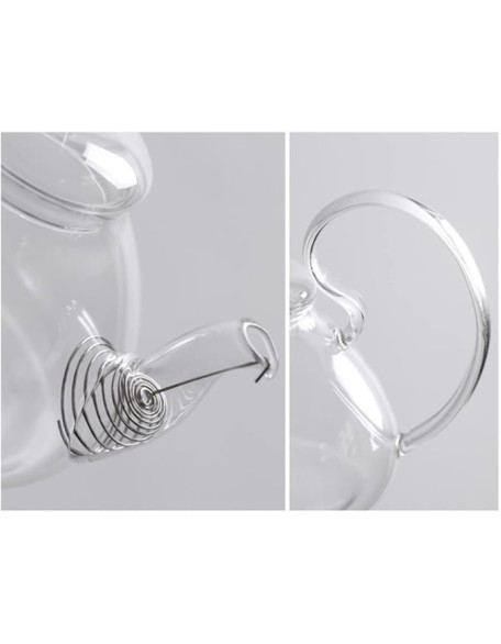 Tea Set Tea Cups Teapot Set 810ml Glass Tea Set with Wooden Round Tray Teapot Ceramic Base Warm Candle Holder Tea Pot Cup Fruit Juice Water Kettle Tea Cup Set Tea Pot Set Coffee Cup Set (A 8pcs)
