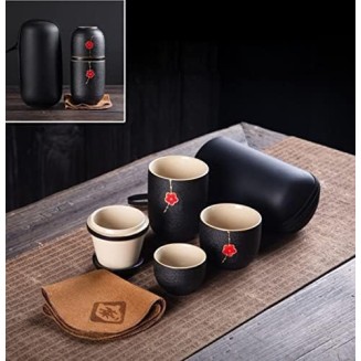 Porcelain Chinese Tea Set, Travel Ceramic Tea Pot Set Chinese Teapot, 1 Pot Cups Porcelain Teacup with Tea Infuser Portable Bag Travel Tea Set for Outdoor Picnic Teaware Sets (C) Tea (E)