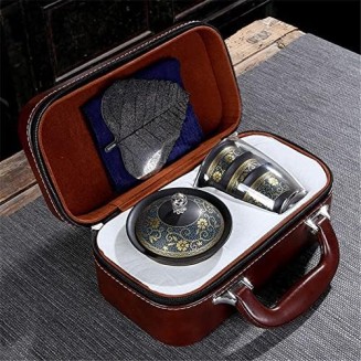Tea Set Tea Sets Chinese Teaset Ceramic Portable Teacup Porcelain Service Gaiwan Tea Cups Mug of Tea Ceremony Teapot Tea Cup Set Tea Cups Tea Set Teaware Sets (Color : Plum, Te (Dark Gray Six)