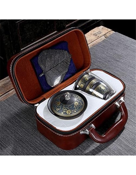 Tea Set Tea Sets Chinese Teaset Ceramic Portable Teacup Porcelain Service Gaiwan Tea Cups Mug of Tea Ceremony Teapot Tea Cup Set Tea Cups Tea Set Teaware Sets (Color : Plum, Te (Dark Gray Six)
