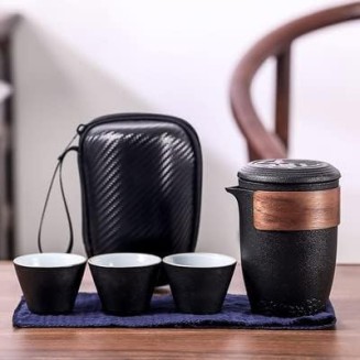 Porcelain Chinese Tea Set, Exquisite Packaging Teacup Office Tea Set Portable Travel Ceramic Tea Set Portable Teapot Set Portable All in One Travel Tea Set Teaware Sets (Black) Tea s (Black)