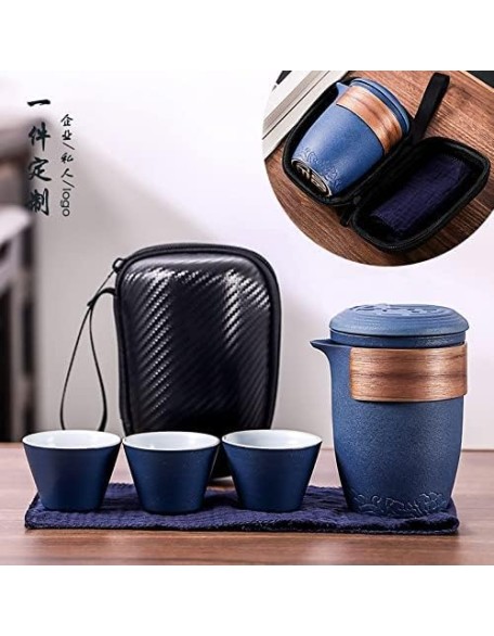 Porcelain Chinese Tea Set, Exquisite Packaging Teacup Office Tea Set Portable Travel Ceramic Tea Set Portable Teapot Set Portable All in One Travel Tea Set Teaware Sets (Black) Tea s (Black)