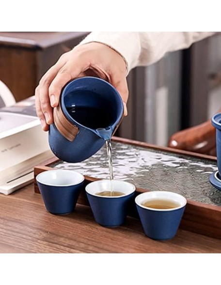 Porcelain Chinese Tea Set, Exquisite Packaging Teacup Office Tea Set Portable Travel Ceramic Tea Set Portable Teapot Set Portable All in One Travel Tea Set Teaware Sets (Black) Tea s (Black)