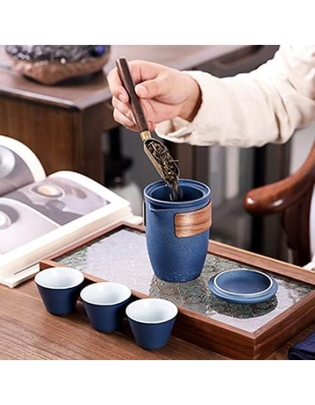 Porcelain Chinese Tea Set, Exquisite Packaging Teacup Office Tea Set Portable Travel Ceramic Tea Set Portable Teapot Set Portable All in One Travel Tea Set Teaware Sets (Black) Tea s (Black)