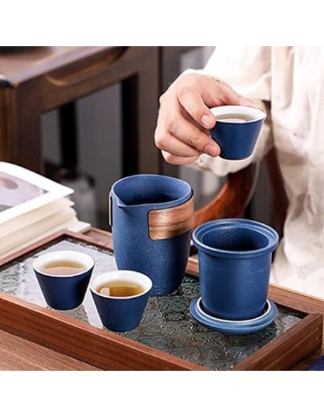 Porcelain Chinese Tea Set, Exquisite Packaging Teacup Office Tea Set Portable Travel Ceramic Tea Set Portable Teapot Set Portable All in One Travel Tea Set Teaware Sets (Black) Tea s (Black)