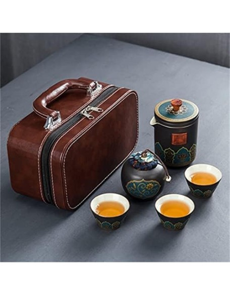 Porcelain Chinese Tea Set, Glass Teapots Porcelaintea Tea Sets Items Glass Matcha Whisk Mug Cups Ceremony Pots Kitchen Utensils Travel Ceramic Sake Mugs Travel Tea Set Teaware Sets (Blue) Te (Black)