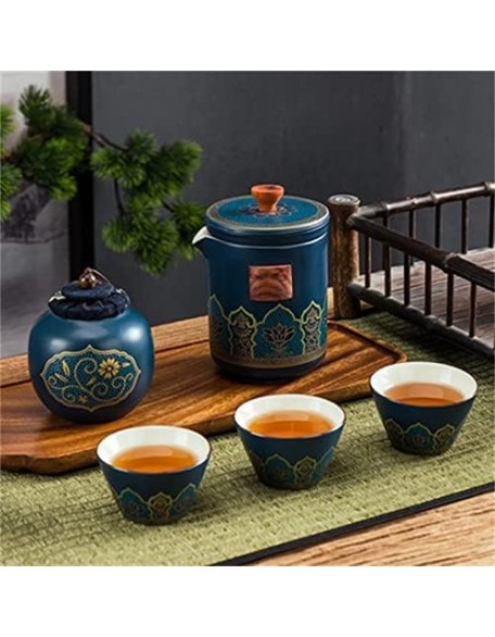 Porcelain Chinese Tea Set, Glass Teapots Porcelaintea Tea Sets Items Glass Matcha Whisk Mug Cups Ceremony Pots Kitchen Utensils Travel Ceramic Sake Mugs Travel Tea Set Teaware Sets (Blue) Te (Black)
