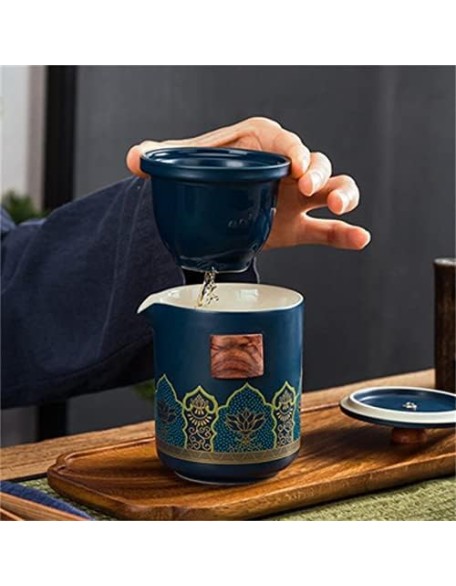 Porcelain Chinese Tea Set, Glass Teapots Porcelaintea Tea Sets Items Glass Matcha Whisk Mug Cups Ceremony Pots Kitchen Utensils Travel Ceramic Sake Mugs Travel Tea Set Teaware Sets (Blue) Te (Black)