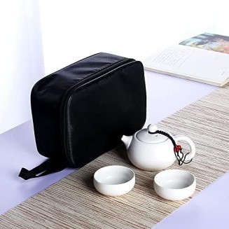 Porcelain Chinese Tea Set, Ceramic teapot Kettle gaiwan Chinese Travel Ceramic Tea Cup for Puer Chinese Tea Pot Portable Tea Set drinkware Travel Tea Set Teaware Sets (Color : 03) (6) Tea se (7)