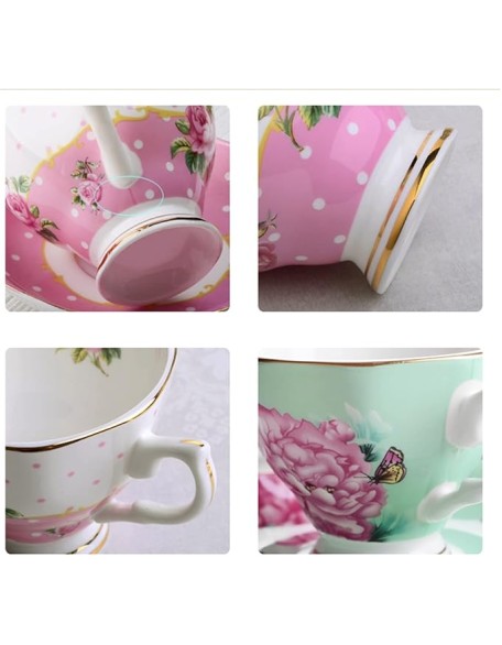 Dishes Coffee Cup Gold Frame Bone China Cup Cup & Saucer Set English Afternoon Cup Tea Cup Coffee Utensils Luxury Tea Set (Color : F) (G)