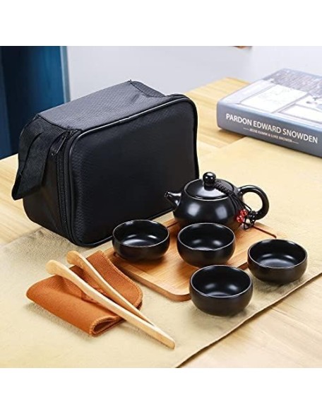 Porcelain Chinese Tea Set, Ceramic teapot Kettle gaiwan Chinese Travel Ceramic Tea Cup for Puer Chinese Tea Pot Portable Tea Set drinkware Travel Tea Set Teaware Sets (Color : 03) (6) Tea se (12)