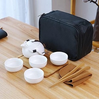 Porcelain Chinese Tea Set, Ceramic teapot Kettle gaiwan Chinese Travel Ceramic Tea Cup for Puer Chinese Tea Pot Portable Tea Set drinkware Travel Tea Set Teaware Sets (Color : 03) (6) Tea se (12)