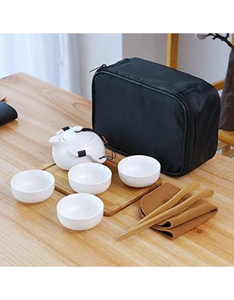 Porcelain Chinese Tea Set, Ceramic teapot Kettle gaiwan Chinese Travel Ceramic Tea Cup for Puer Chinese Tea Pot Portable Tea Set drinkware Travel Tea Set Teaware Sets (Color : 03) (6) Tea se (12)