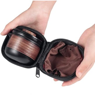 Travel Ceramic Tea Pot Set Portable Ceramic Travel Tea Set Teapot 1 Pot 2 Cups Porcelain Teacups with Tea Infuser Portable Bag Black (Color : Black)