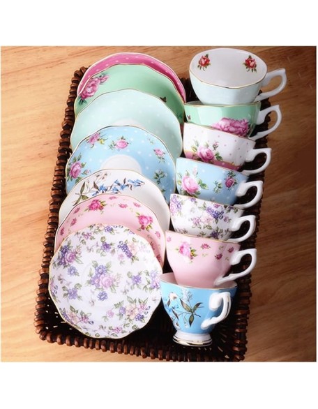 Dishes Coffee Cup Gold Frame Bone China Cup Cup & Saucer Set English Afternoon Cup Tea Cup Coffee Utensils Luxury Tea Set (Color : K) (B)