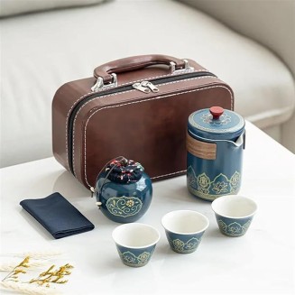 Afternoon Tea Set 5PCS/Set Portable Tea Maker Teaware Set with Bag for Travel Teacup Teaset Accessories Ceramic Teapot Kit Tea Set for Adults