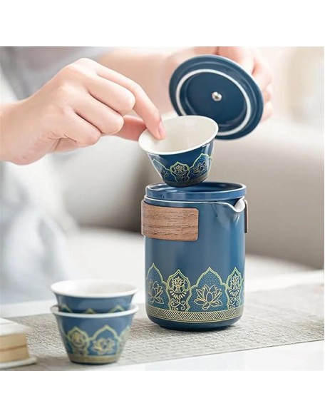Afternoon Tea Set 5PCS/Set Portable Tea Maker Teaware Set with Bag for Travel Teacup Teaset Accessories Ceramic Teapot Kit Tea Set for Adults