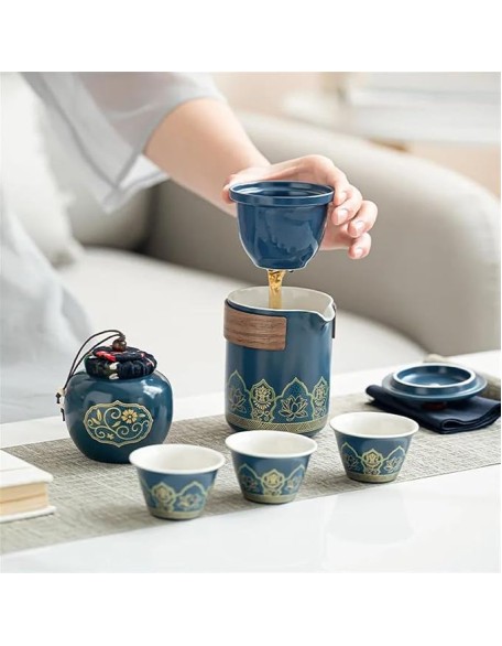 Afternoon Tea Set 5PCS/Set Portable Tea Maker Teaware Set with Bag for Travel Teacup Teaset Accessories Ceramic Teapot Kit Tea Set for Adults