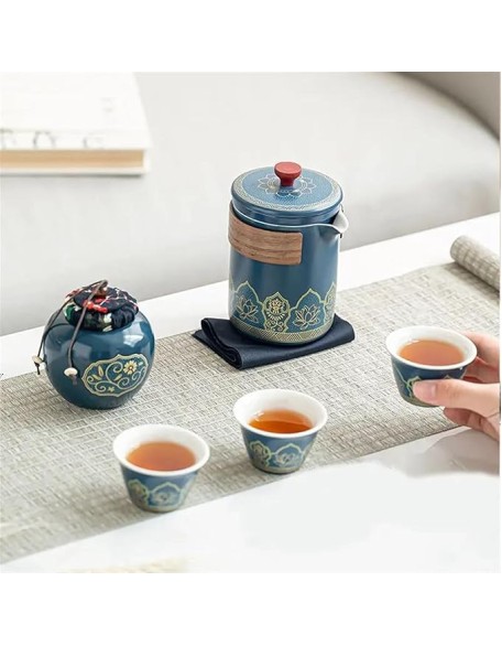 Afternoon Tea Set 5PCS/Set Portable Tea Maker Teaware Set with Bag for Travel Teacup Teaset Accessories Ceramic Teapot Kit Tea Set for Adults