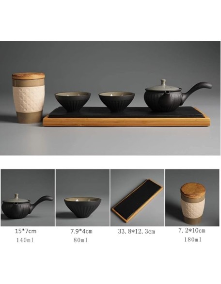 Tea Set Tea Cups Teapot Set Teapot Sets Chinese Handmade Teapot Healthy Ceramics with Tea Tray and Tea Jar Good Business Gifts Tea Cup Set Tea Pot Set Coffee Cup Set (A 1set)